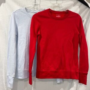 package deal: red and light blue fleece crewneck sweatshir
